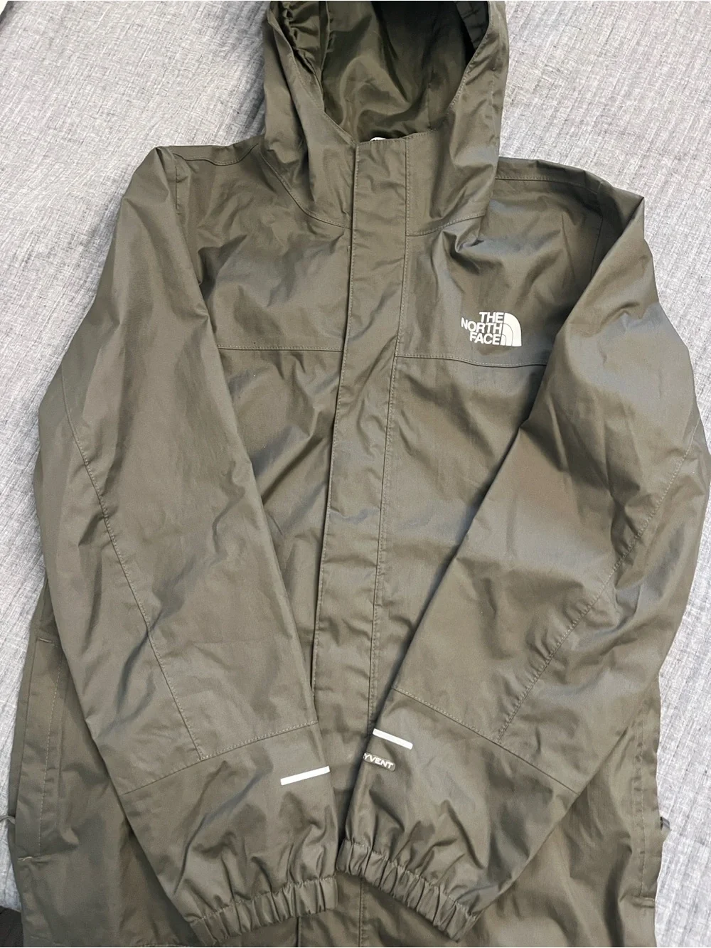 The North Face Olive Green Hooded Jacket- Youth